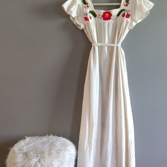 SOLD Vintage Handmade Embroidered Maxi Dress - Picture 3 of 8